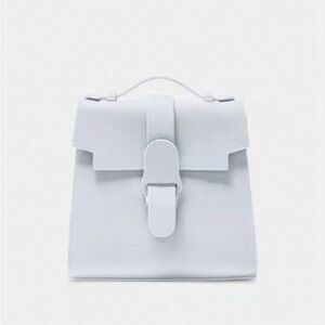 Small Gray with Gold Hardware Magnetic and Zipper Closure Backpack Crossbody Bag